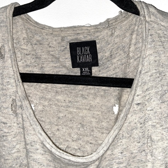 Black Kaviar wide collar Tee custom distressed XXL​​​​​ - Picture 2 of 6